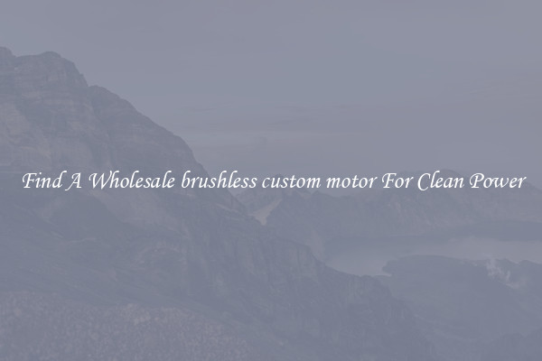 Find A Wholesale brushless custom motor For Clean Power